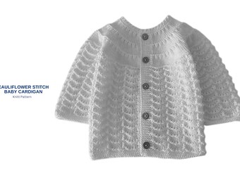 Wzór na kardigan dziecięcy z ściegiem kalafiorowym w formacie PDF – Teksturowany sweterek dziecięcy z dzianiny – Bezszwowy wzór na kardigan raglanowy