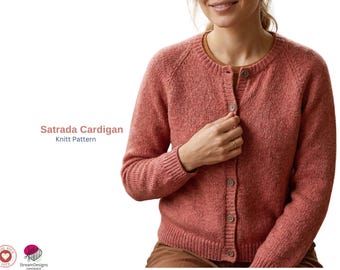 Satrada Cardigan Knitting Pattern – Baby to Adult Sizes – Top Down Raglan Sweater PDF- Girls Lovely Cardigan Jacket Gift