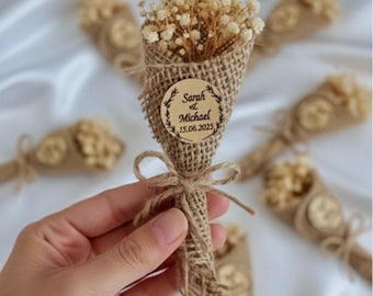 Personalisierte Gastgeschenke, Trockenblumen Magnet, rustikale Gastgeschenke, Taufgeschenk