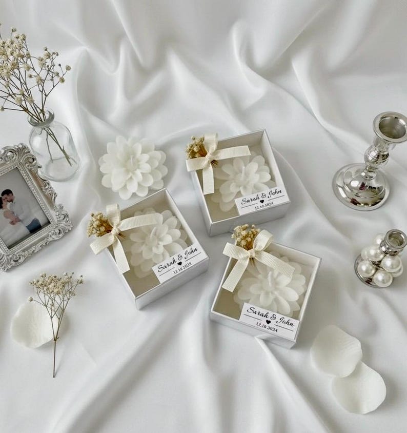 Personalized Wedding Lotus Flower Candle Favors , Wedding Gift for ...