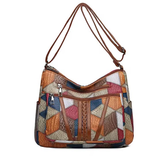 Handcrafted Boho Patchwork Bag – Multicolor Vegan… - image 4