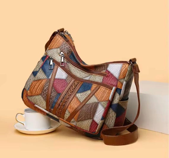 Handcrafted Boho Patchwork Bag – Multicolor Vegan… - image 3