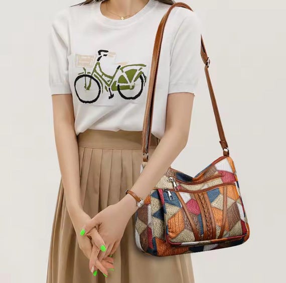 Handcrafted Boho Patchwork Bag – Multicolor Vegan… - image 2