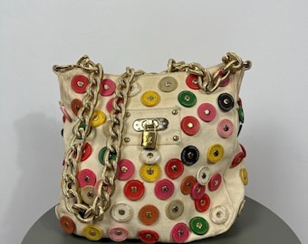 Borsa a tracolla Louis Vuitton in tela con bottoni e catena borchiata multicolore