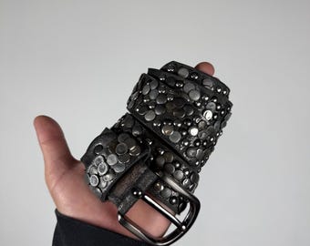 Vintage Avant Garde Studded Leather Belt Punk Gothic Rock Wide