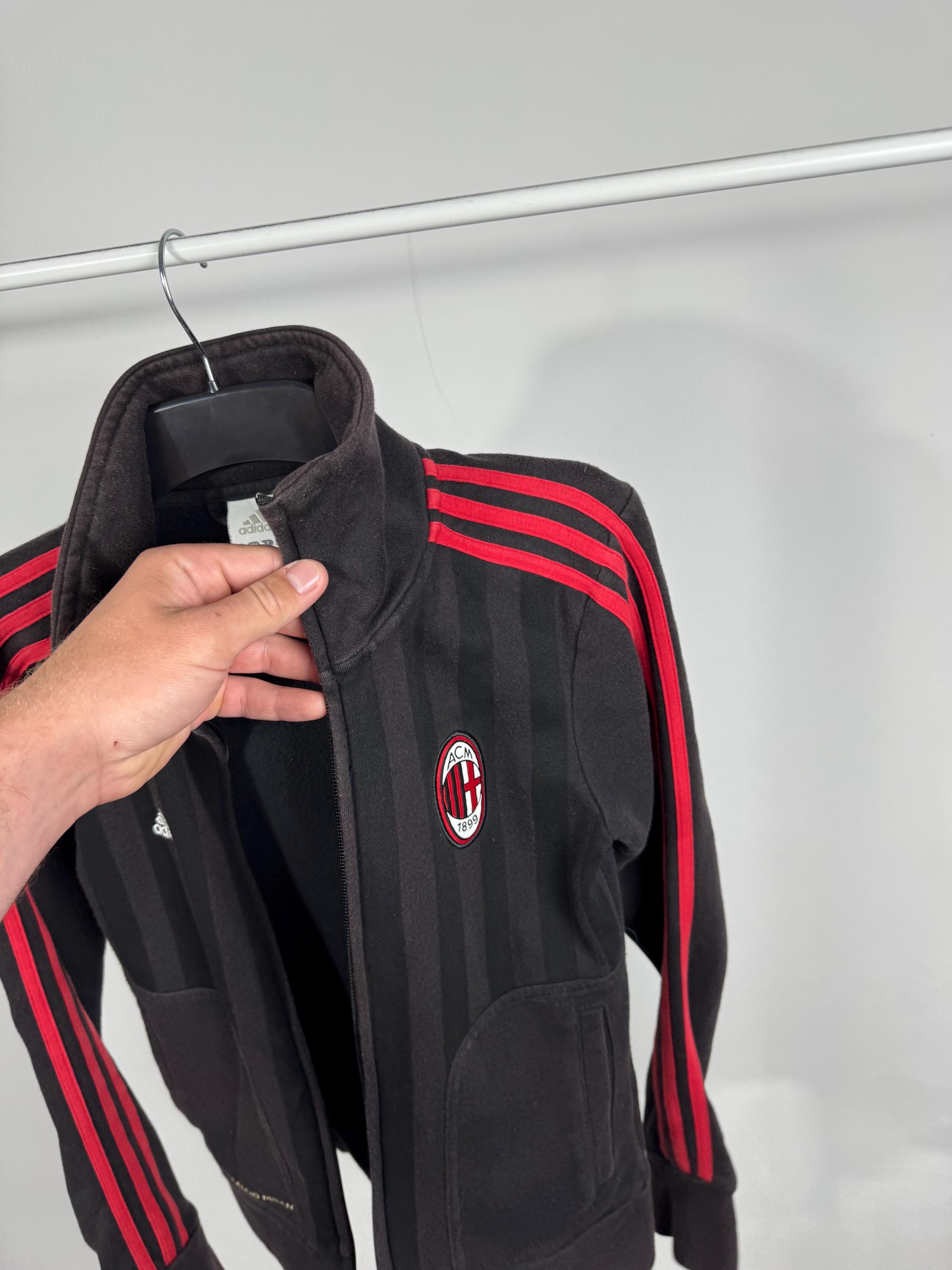 Adidas AC Milan Track Jacket Black Red Stripes Soccer Football