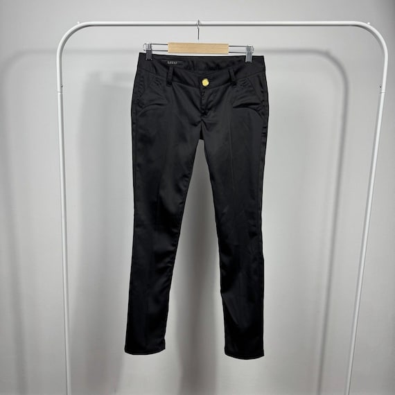 Gucci, Gucci Black Low Rise Slim Stretch Pants Women’s S Made in Italy Gold Button Y2K