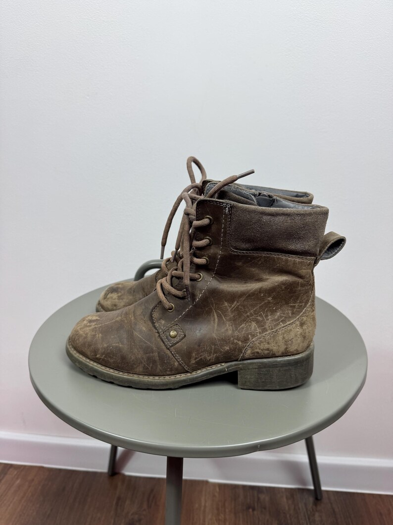 Clarks Leder Stiefeletten Braun Distressed Schnür Freizeit Stiefel EU 38 Bild 9