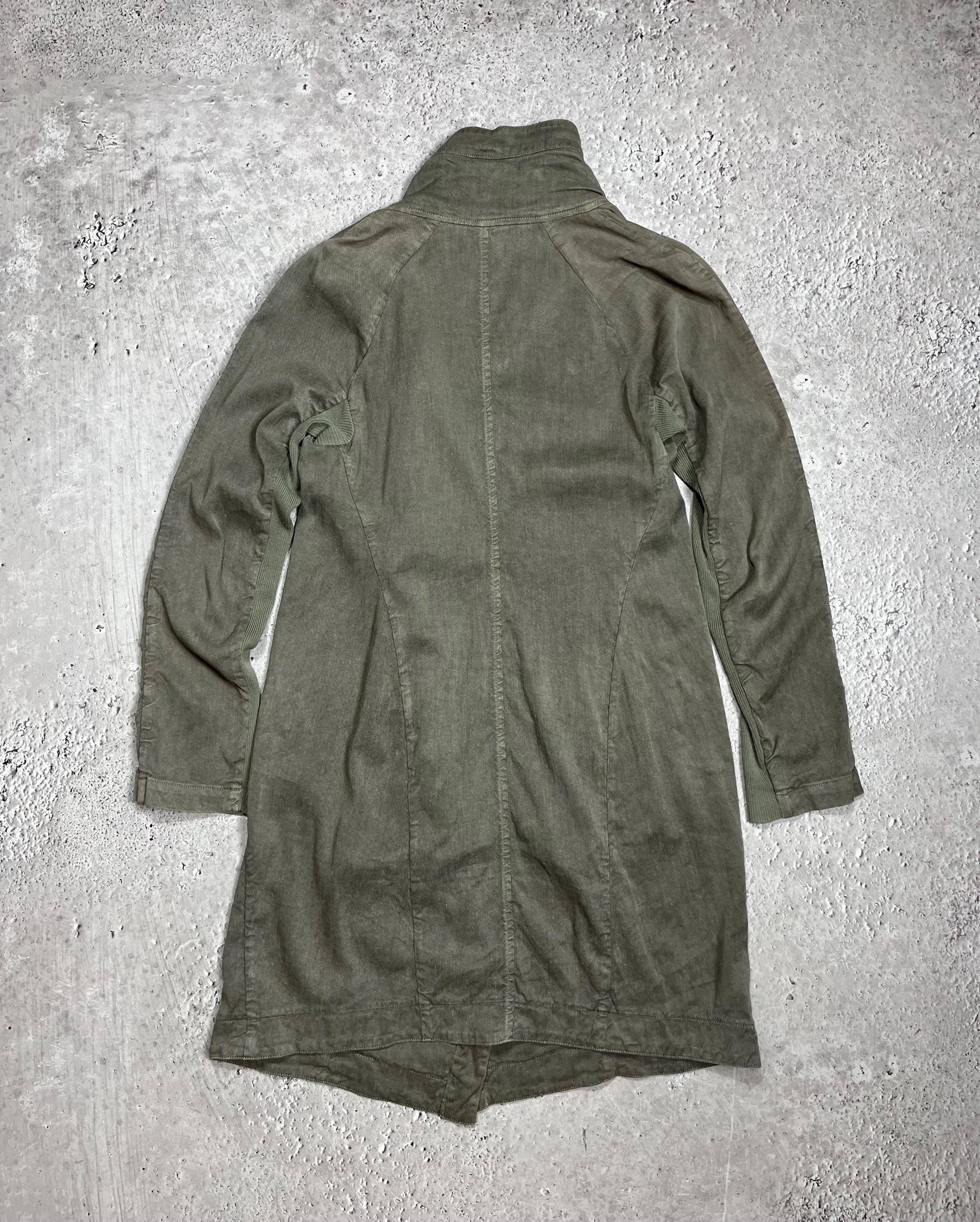 Transit Par-such Linen Cotton Asymmetric Long Coat Jacket Olive 