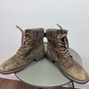 Clarks Leder Stiefeletten Braun Distressed Schnür Freizeit Stiefel EU 38 Bild 19