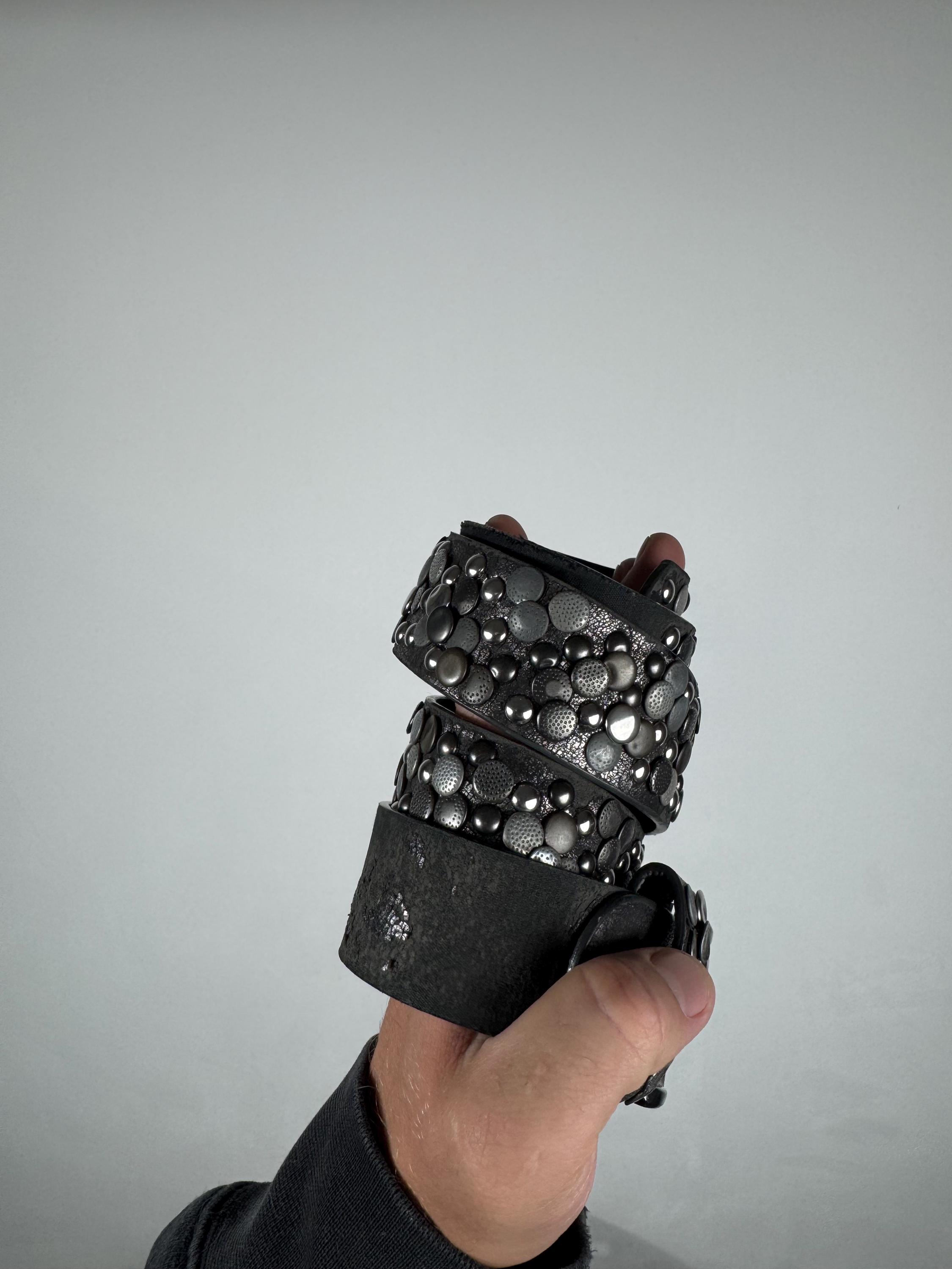 Vintage Avant Garde Studded Leather Belt Punk Gothic Rock Wide