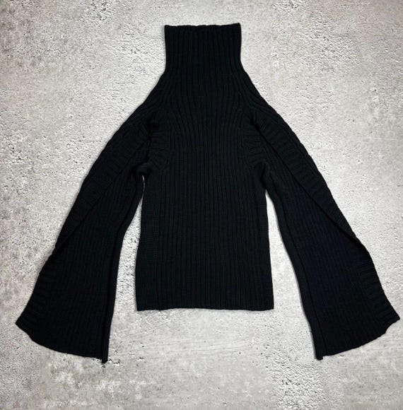 Y's Yohji Yamamoto Unisex Heavy Wool Knit Sweater Archive Open