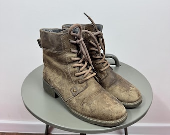 Clarks Leather Ankle Boots Brown Distressed Lace Up Casual Boots EU 38