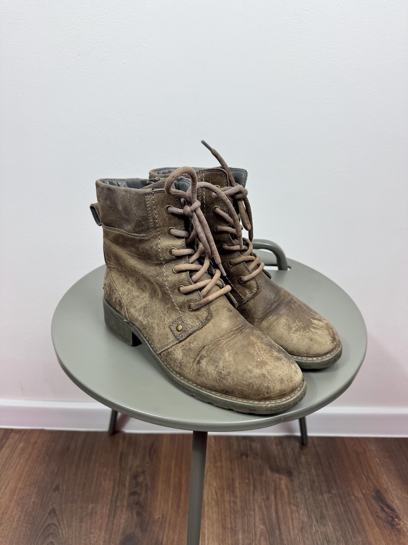 Clarks Leder Stiefeletten Braun Distressed Schnür Freizeit Stiefel EU 38 Bild 1
