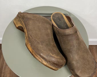 Sanita Danish Clogs Herren Gr.48 Braun Leder Slip On Arbeitsschuhe Bequem Vintage