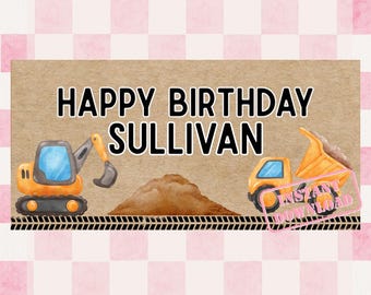 Construction Birthday Banner Mockup: Hand-Painted Style (Digital Download)