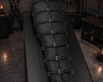 Genuine Leather Sleep Sack Full Body Bag | Adjustable Straps with D-Rings | Handmade Gothic Costume