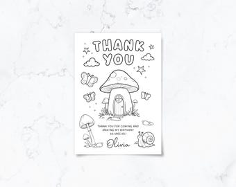Printable Fairy Thank You Coloring Card | Personalised Party Bag Thank You Card | DIY Kids Activity | Baby shower Thank You Note