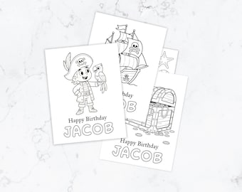 Personalisierte Piraten Geburtstag Malvorlagen | Piratenparty Aktivität Printable | Benutzerdefinierte Kinder Malvorlagen | Piraten-Geburtstags-Gast