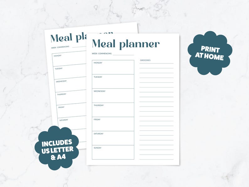 Printable Weekly Meal Planner | Minimalist Menu and Grocery List (A4 ...