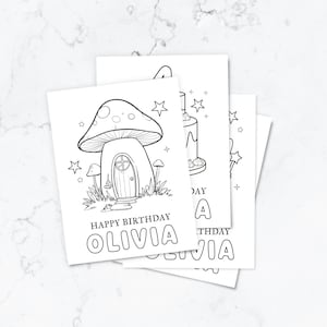 Personalised Fairy Birthday Coloring Pages, Custom Name & Age, Fairy Party Activity Sheets, Printable Kids Coloring Pages, Party favor