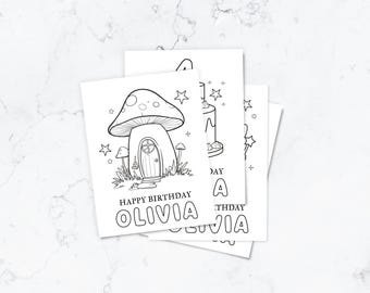 Personalised Fairy Birthday Coloring Pages, Custom Name & Age, Fairy Party Activity Sheets, Printable Kids Coloring Pages, Party favor