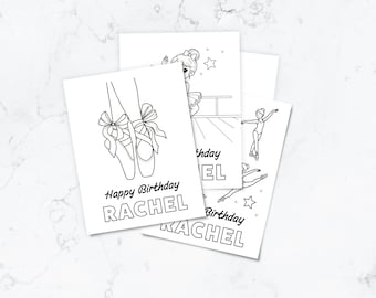 Personalised Dance Birthday coloring pages  | Ballerina themed Party Activity Sheets for Girls | Digital Download