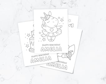 Personalised Unicorn Coloring Pages Birthday Printable, Custom Name Unicorn Colouring Sheets for Kids, Unicorn Party Activity, Girls Gift