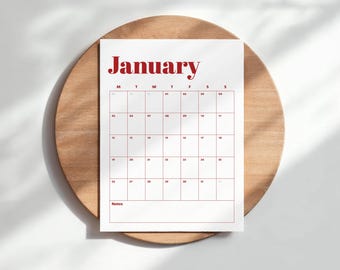 2026 Monthly printable minimalist calendar | Monday start Portrait wall calendar | A4 US Letter, Ledger  Planner Instant download PDF