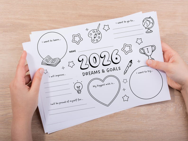 2026 New Year’s Resolutions Coloring Sheet for Kids & Teens | Printable ...