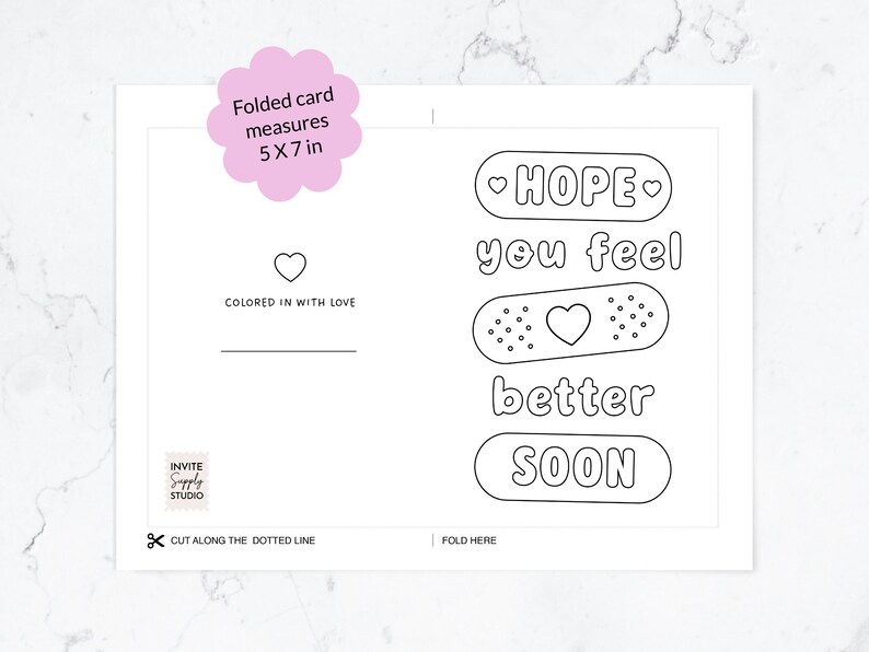 Get Well Soon Color in Card | Printable Coloring for Sick Friend and ...