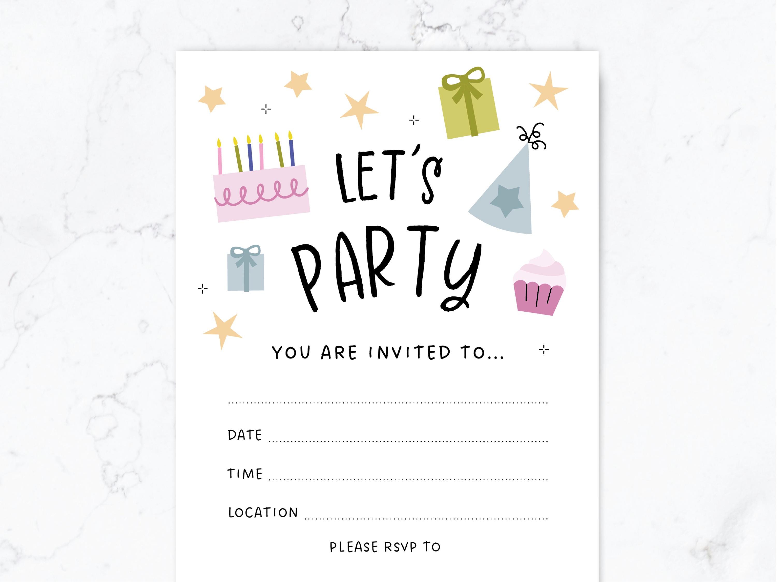 Printable Fill In Invitations Party Printable Invitation, Fill in the Blank Invite, Kids Birthday ...