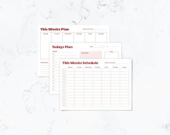 Printable Weekly Planner, Daily Schedule, To-Do List, A4 & US Letter (Digital Download)