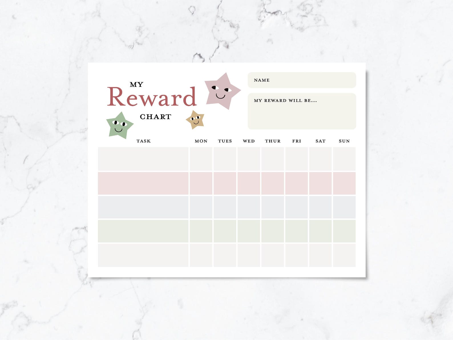 Printable Weekly Reward Chart | Behavior Chart | Kids Chore Tracker (US ...