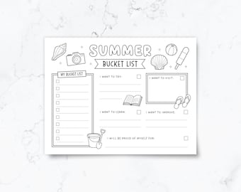 Summer Bucket List for Kids Printable | Summer Activities Worksheet | Goal Setting & Adventure Checklist | Instant Download PDF | Family Fun