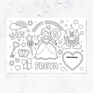 Prinzessin Prinzessin Malvorlage für Kinder von 3-9 Jahren: Tischset. Prinzessinnenparty (Digital Download)