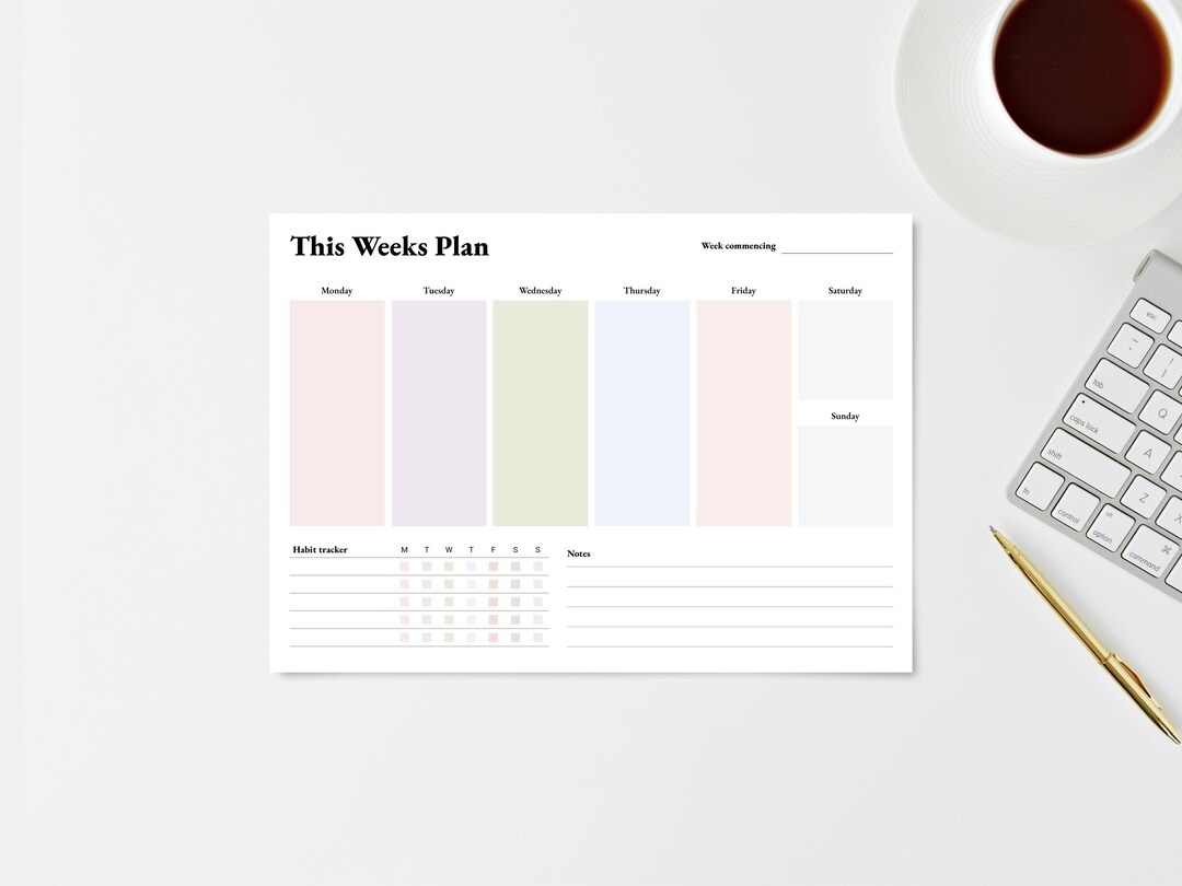 Weekly & Daily Undated Planner Printable PDF, Minimal Weekly Schedule ...