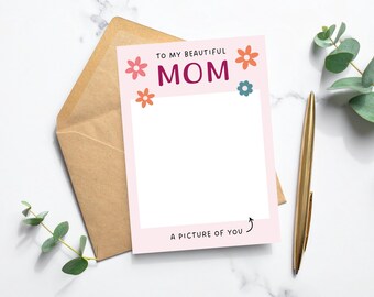 Color In Card for Mom | Happy Mothers Day Kids Drawing Card | Personalised Memory Card | DIY Gift | Printable Card