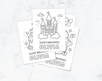 Personalized Princess Coloring Pages: Custom name Girls Fairy Tale Birthday Party color-in sheets Activity (Digital Download)