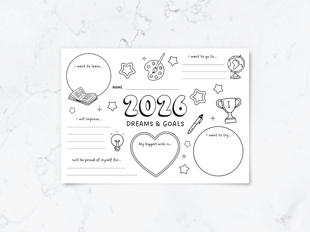 2026 New Year’s Resolutions Coloring Sheet for Kids & Teens | Printable ...