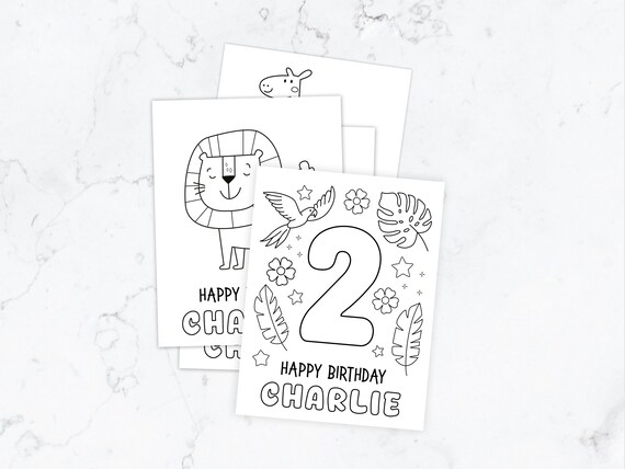 Personalized Jungle Coloring Pages – Printable Safari themed Birthday Party Activity sheets | Jungle themed (Digital Download)