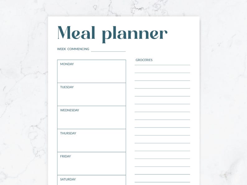 Printable Weekly Meal Planner | Minimalist Menu and Grocery List (A4 ...