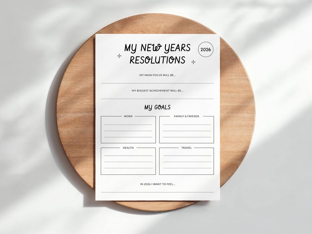 2026 New Year’s Resolution Template | 2025 Reflection Printable | Goal ...