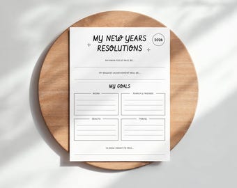 2026 New Year’s Resolution Template | 2025 Reflection Printable | Goal Setting Planner | Minimalist Annual Planner | Instant Download