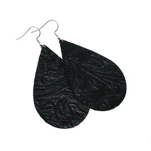 Leather Earrings black western handmade by Hammered Love Letters