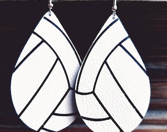 Leather Earrings volleyball ball sports earrings handmade high quality 3 sizes available handmade by Hammered Love Letters