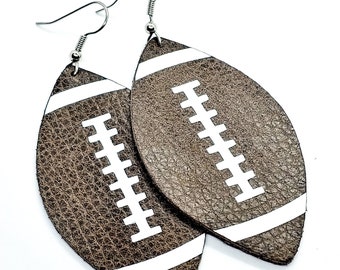 Football Leather Earrings- 3 sizes available and ready to ship! handmade by Hammered Love Letters