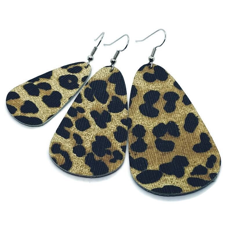 Geometrische Ohrhänger Damen - Leopard Print Mit Glitzer