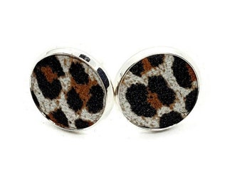 Leather stud earrings leopard cheetah print  Hammered Love Letters