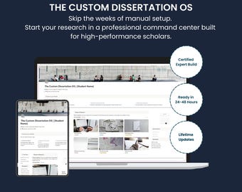 Custom Dissertation OS | Made-to-Order Notion Template for PhD & Master’s | Thesis Tracker and Research Roadmap | Dissertation Planner